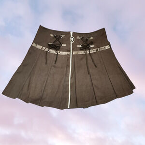 Body Rage Frilly Pleated Short Mini Skull Whimsy Mall Goth Black Skirt Sz M